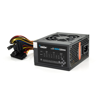 Блок питания Merlion 400W 12cm Black + кабель питания, 10шт в коробке, ОЕМ