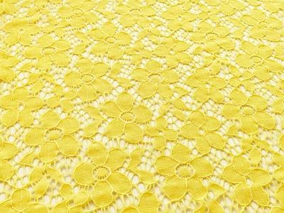 Тканина Гіпюр стрейчевий квітковий, жовтий, пог. м. (г0204, 15400, цв5)