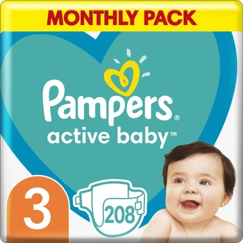 Подгузники Pampers Active Baby Размер 3 Extra Sleep 208 штук Maxi 6-10 кг