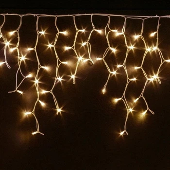 Гірлянда бахрома світлодіодна 3х1м 120 LED з перехідником прозорий провід від мережі тепла біла