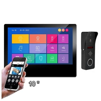 Комплект Wi-Fi Видеодомофон&nbsp;MT-TUYA 95111H Сенсорный 10" (25cм) Вызывная панель 94206 1000TVL (black)