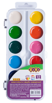 Акварельні водорозчинні фарби ZiBi 12 кольорів Kids Line (ZB.6544-08)