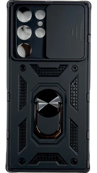 Чехол Camshield c кольцом-подставкой на Samsung Galaxy S22 Ultra черный