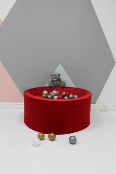 Сухой бассейн Maikinbaby круг 90х40х6 см и 200 шт шаров Бархат Красный (арт.М90-144)