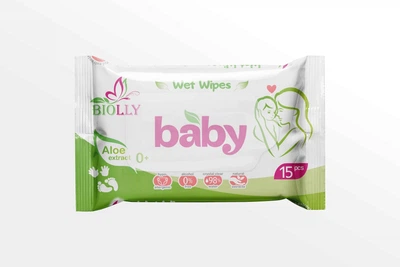 Влажная салфетка для детей BIOLLY 15шт