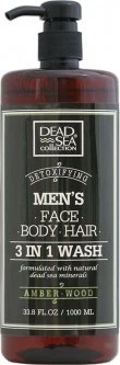 Гель для душу чоловічий 3 в 1 Dead Sea Collection Amber Wood для тіла волосся й обличчя 1 л (7290102256976)
