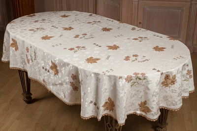 Скатерть XOPC-M жаккардовая овальная "Кленовый лист" 150x230см (2818-2)