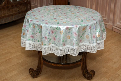 Скатерть виниловая на флизелиновой основе XOPC-M "Шелкография" круг ᴓ150см (3015-9)