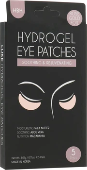 Патчи гидрогелевые с фольгированным покрытием "Розовое золото" - Luke Hydrogel Eye Pathes Moisturizing & De-Puffing Rose Gold Foil 5шт (734947-17678)