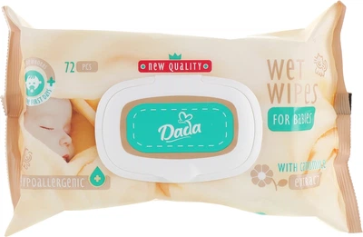 Влажные салфетки для детей с экстрактом ромашки, с клапаном - Dada With Camomile Extract Wipes 72шт (665009-21503)