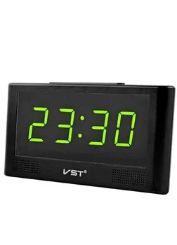 Електронний цифровий годинник з термометром VST 732Y Black зелене підсвічування (888044)