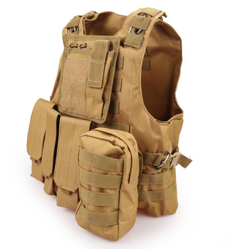 Жилет тактичний військовий Tactical Vest A56 Molle пісочний 46х32х17 см