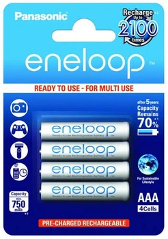 4шт аккумулятор Panasonic Eneloop AAA 750 Mah