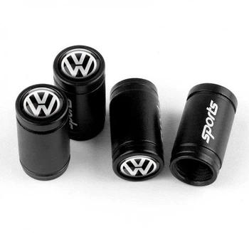 Набір ковпачків на ніпель для автомобіля Volkswagen SUNROZ Caps Sports Black Фольксваген 4 штуки (A-67452)
