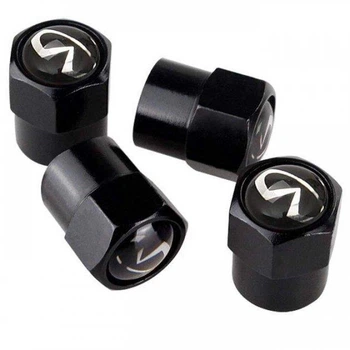 Набор колпачков на ниппель для автомобиля Инфинити SUNROZ Caps Short Black Infinity 4 штуки (A-67070)