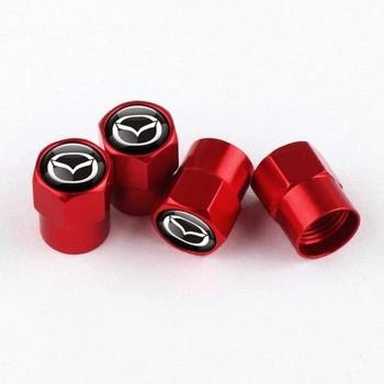 Набор колпачков на ниппель для автомобиля авто Mazda SUNROZ Caps Short Red 4 штуки (A-67359)