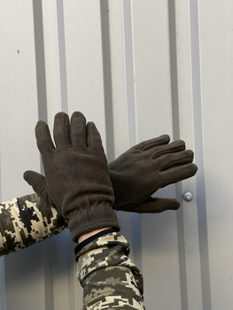 Мужские зимние перчатки на флисе Kreminna теплые военные хаки
