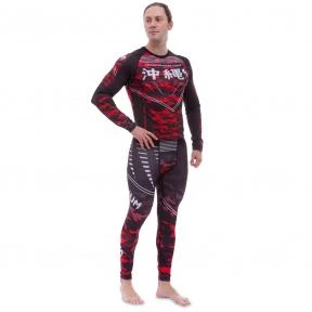 Комплект компрессионный мужской (лонгслив и штаны) VNM OKINAWA 9504-9604, размер: XL (48-50), черный-красный