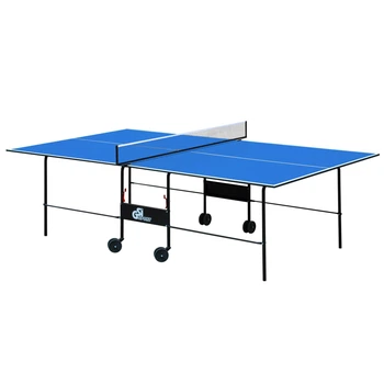 Стіл для настільного тенісу GSI Sport Indoor Gk-2 MT-4690 Ігрова поверхня: ДСП товщиною 16 мм. Розмір у розкладеному положенні (Д*Ш*В): 274x152,5x76 см. Розмір у складеному положенні (Д*Ш*В): 65x152,5x184 см. Вага: 60 ​​кг Колір: синій