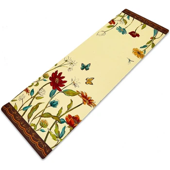 Коврик для йоги Джутовый (Yoga mat) двухслойный 3мм Record FI-7157-2 (размер 1,83мx0,61мx3мм, джут, каучук, бежевый, с цветочным принтом)