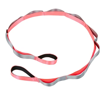 Стрічка стропа з петлями для розтяжки Stretch Strap (10 петель, поліестер, розмір 220x4см, рожевий) (FI-8369_Рожевий)