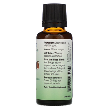 Органическое эфирное масло гвоздики NOW Foods Organic Essential Oils "Clove" (30 мл)