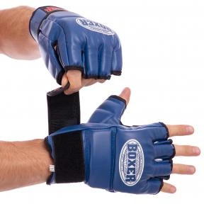 Перчатки для смешанных единоборств MMA кожвинил BOXER 5021 (р-р M, синий)