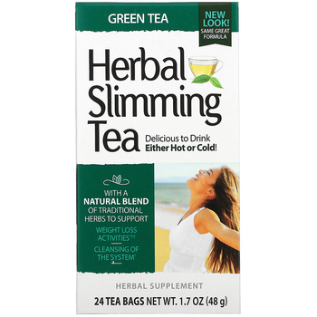 Травяной чай для похудения 21st Century "Herbal Slimming Tea" без кофеина с сенной и зеленым чаем, 24 пакетика (48 г)