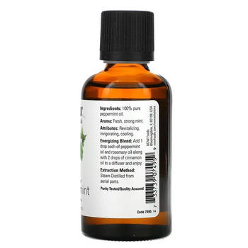 Эфирное масло перечной мяты NOW Foods Essential Oils "Peppermint" чистое (59 мл)