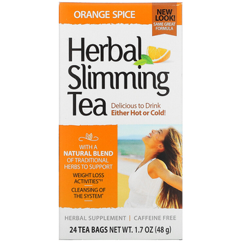 Травяной чай для похудения 21st Century "Herbal Slimming Tea" с апельсином и специями, без кофеина (48 г)