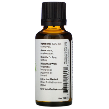 Эфирное масло розмарина NOW Foods, Essential Oils "Rosemary" 100% чистое розмариновое масло (30 мл)