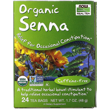 Чай из сенны NOW Foods, Real Tea "Senna" для очистки кишечника, без кофеина, 24 пакетика (48 г)