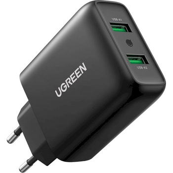 Мережевий зарядний пристрій UGREEN CD161 36W QC3.0 USB Fast Charger 3A Black (10216)