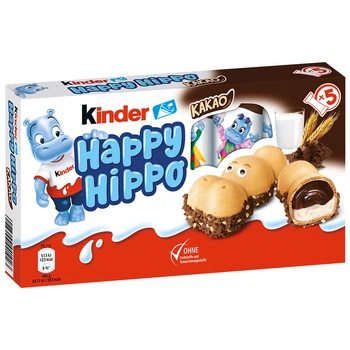 Вафельні бегемотики з начинкою какао Kinder Happy Hippo Kakao 103г