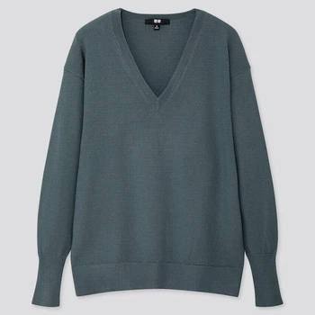 Светр Uniqlo з мериносової вовни XS темно зелений (421710)