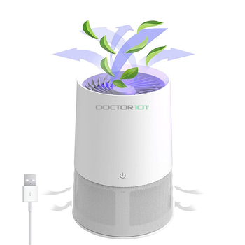 Бесшумный USB очиститель воздуха Doctor-101 AirFlover 3-в-1 с УФ-лампой + ионизация + HEPA фильтр. Антибактериальный воздухоочиститель (KW-JHQ03)