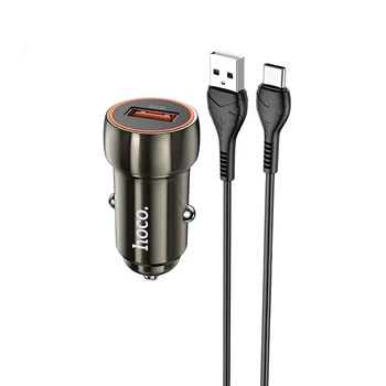 Зарядне автомобільне HOCO Z46 (1USB/QC3.0/3A/18W) Type-C Сірий