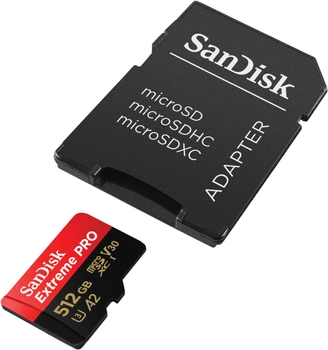 Карта памяти SanDisk Extreme Pro microSDXC 512GB UHS-I U3 + SD адаптер (SDSQXCD-512G-GN6MA)