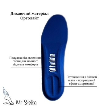 Спортивные амортизационные стельки Ortholite синего цвета, S-37