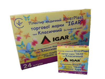 Пластир медичний River Plast 1х500 "IGAR" "Класичний" (на основі ПВХ) КTh6172