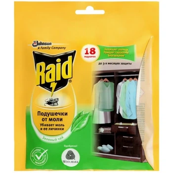Подушечки от моли Raid Зеленый чай, 18 шт