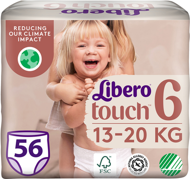 Підгузки-трусики Libero Touch Pants 13-20 кг Розмір 6 56 шт (7322541994277)