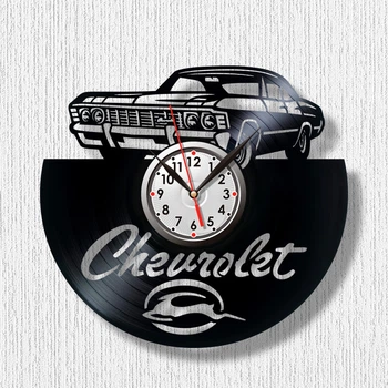 Часы настенные Виниловая пластинкa Chevrolet Impala 1967 30 см Черный 2041/1