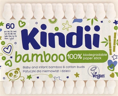 Ватні палички для немовлят і дітей - Kindii Bamboo Cotton Buds 60шт (945171-51804)