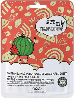 Тканевая маска для лица "Арбуз и гамамелис" - Esfolio Pure Skin Watermelon & Witch Hazel Essence Mask Sheet 25ml (1102312-28108192)