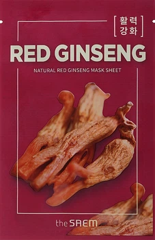 Тканинна маска для обличчя з екстрактом червоного женьшеню The Saem Natural Red Ginseng