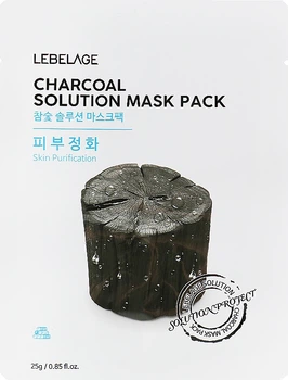 Маска для лица тканевая "Древесный уголь" - Lebelage Charcoal Solution Mask 25g (851108-62951)