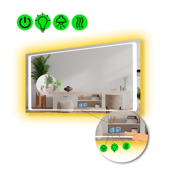 LED-зеркало 100x60см, с двумя сенсорами и подогревом, модель Emma (Emmag324)
