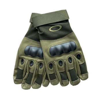 Универсальные тактические перчатки размер XL полнопалые с защитой на косточки (Олива)