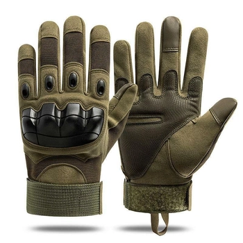 Універсальні тактичні повнопалі рукавички gloves protection розмір M з захистом на кісточки (Олива)